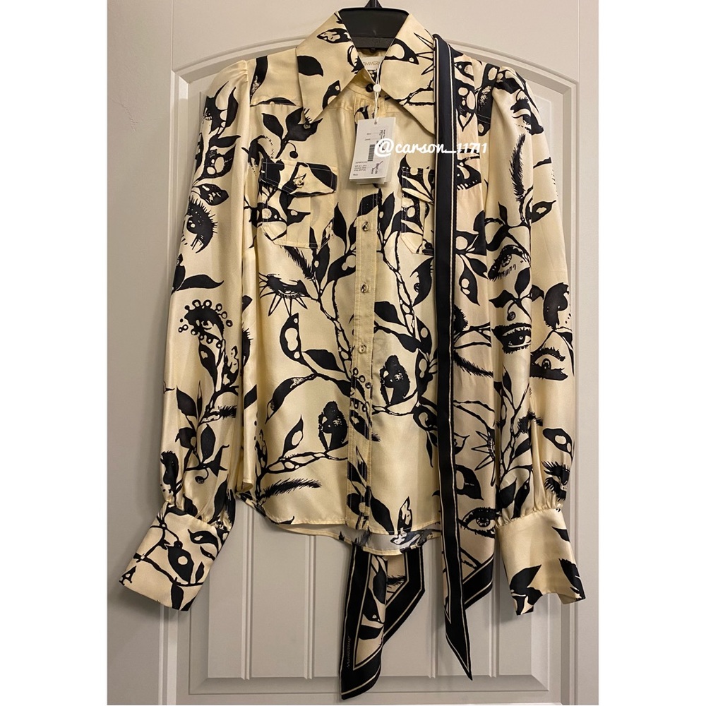 Zimmermann Ladybeetle Scarf Tie Silk Shirt - Picture 4 of 12